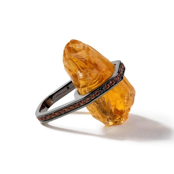 Geiger Rough Citrine and Orange Sapphire Ring