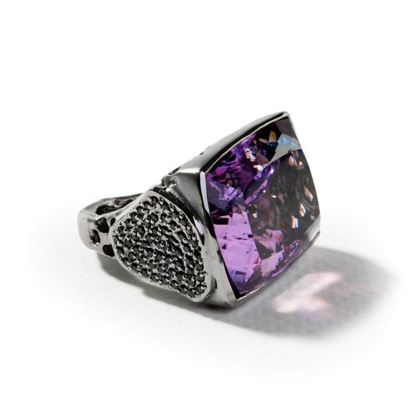 Maut Amethyst and Black Spinel Ring