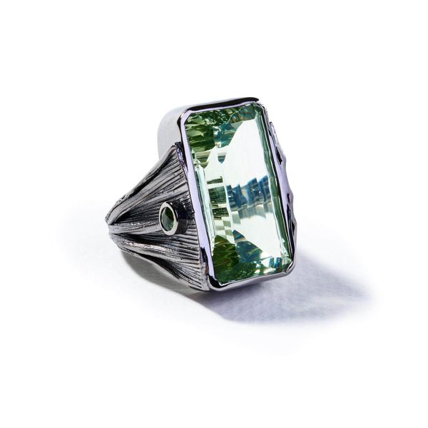 Linse Green Amethyst and Green Sapphire Ring